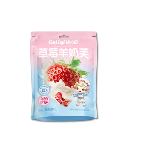 Snow Crisp, Strawberry flavor, Goat's milk flavor, Freeze-dried strawberry filling, Small package for easy to carry, Office snack, Snack afternoon tea, 100g/3.53oz* bag