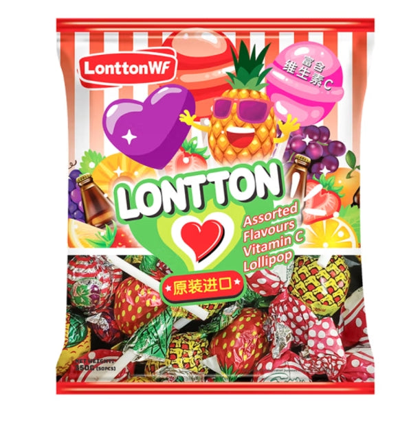 Lollipop, 5 blended flavors, Cola flavor, Pineapple, Orange, Individual package, Sweet and Sour, Snack, Happy Candy, Contains 50 lollipops, 350g/12.35oz* bag (Pack of 1)