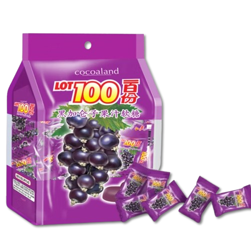 Fruit gummy candy, Black currant flavor, Gummy candy, Q-shot, Individual packaging, Suitable for office food, Casual snacks, Imported from Malaysia, 320g/11.29oz* bag (Pack of 1)