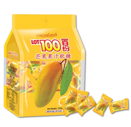 Fruit gummy candy, Mango flavor, Gummy candy, Q-ball, Independent packaging, Suitable for office food, Casual snacks, Imported from Malaysia, 320g/11.29oz* bag (Pack of 1)