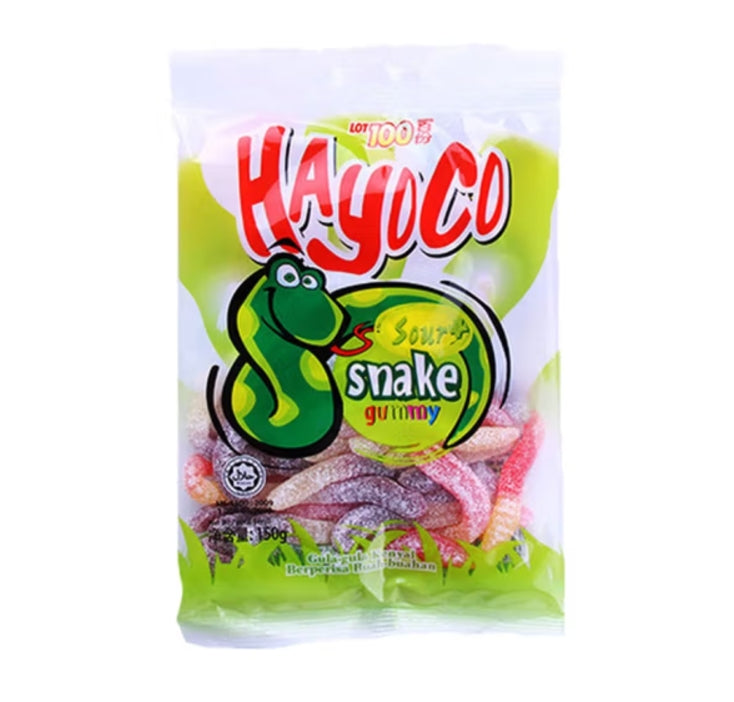 Fruit gummy, Sweet and sour, Gummy, Cute cartoon snake shape, Wedding candy, Casual snacks, Suitable for office food, Malaysia import, 150g/5.29oz* bag (Pack of 1)
