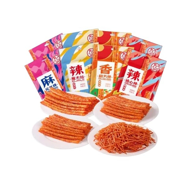 Spicy Gluten Snack Sticks Chinese Spicy Sweet-Numb Snack Sticks Hot Strip with Sweet Kick Sweet Chili Numbing Taste Portable Chinese Street Food 246g/3 Packs