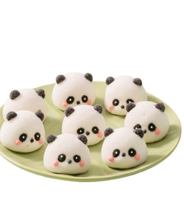 Panda Head - shaped Marshmallows, Candy Snacks with Cartoon Animal Designs, Soft and Tasty, 10 Pieces/140g.