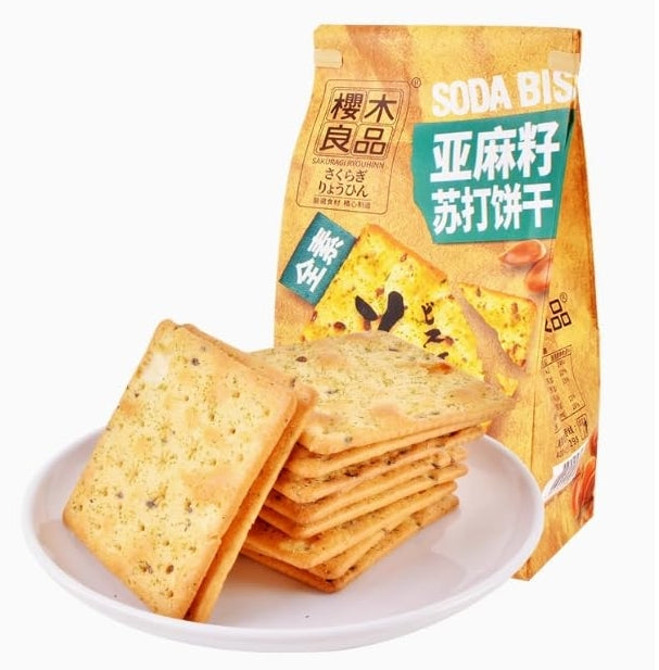 Seaweed-Flavored Biscuits,Flaxseed Soda Biscuits,Crunchy Texture,Healthy Snacks,Casual Snacks for Kids & Adults-198g/Bag
