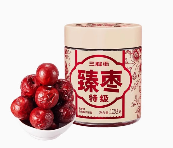 Jujube Dates, Sweet, Delicate & Warm Flavor, Ideal Snack to Share with Family & Friends, Ideal Gift for Festivals 128g/Jar三胖蛋臻枣 128g/罐