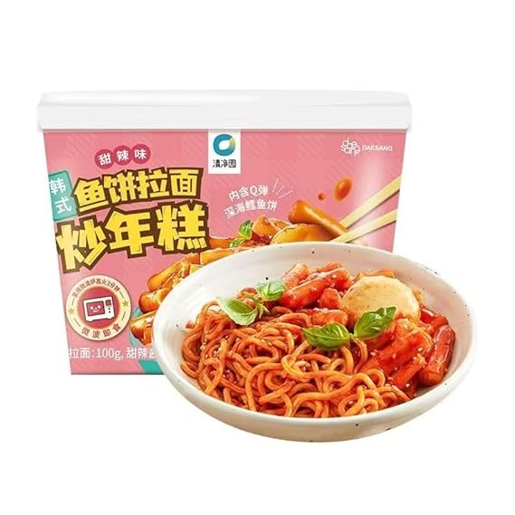 Korean Rice Cake Ramen, Sweet and Spicy Stir-Fried Rice Cakes, Hearty Korean Comfort Food, Rich Flavor Profile, Quick and Satisfying, Authentic Korean Street Food Experience, Bold and Savory Taste, Perfect Late-Night Snack, 235g/Box.