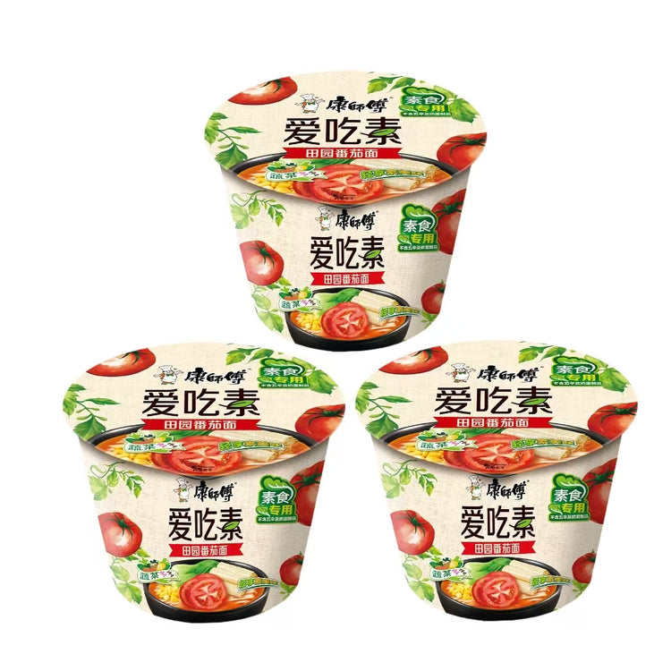 Premium Tomato-Flavored Instant Noodles, Rich and Savory Taste with a Smooth, Slightly Tangy Tomato Flavor, Quick and Easy Meal for Busy Days, Flavorful and Satisfying with a Silky Texture, 90g x 3