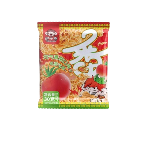 Tomato Flavored Crispy Noodles, Sweet and Sour, Amazingly Crunchy. A Beloved Chinese Snack for Both Adults and Kids. Perfect for Travel and Leisure Snacking. 5.29oz (Pack of 5), Unforgettable Taste! 班干部干脆面 番茄味 30g*5袋