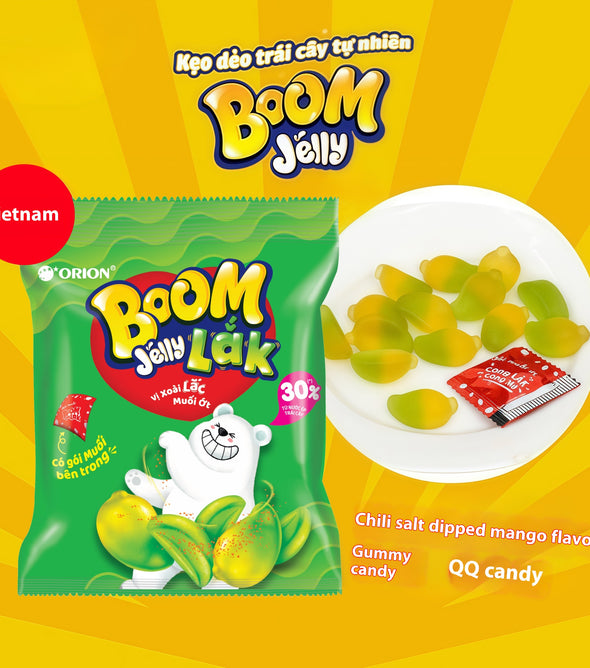 ORION Chili Salt Dipped Mango Gummy Candy: Sweet & Sour Spicy Crystal Jelly, Gluten-Free Vegan Snack, Southeast Asian Flavor, Vietnamese Limited Exotic Treat Sweety Snack – 10 Packs of 23.5g Each