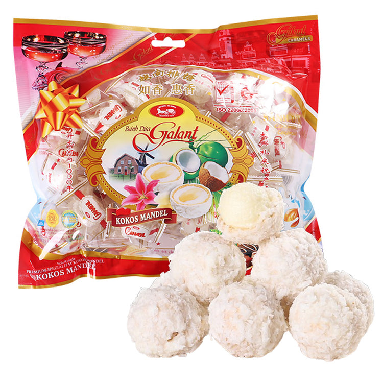 🥥Vietnamese Sweet Desiccated Coconut Candy🍬: Rich Milky Cream with Crispy Peanut Filling – Viet Specialty Gummies Sweets – Exotic Southeast Asian Dessert Snack, Vegan – 450g (45 Pieces per Pack)