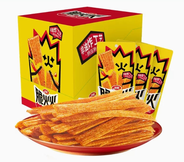 Spicy Strips, Crisp and Chewy Latiao, Spicy Lemon Flavor Crispy Chips, Chinese Special Spicy Snacks, Classic Casual Snacks, Stick Shaped 11.28Oz（0.56Oz*20Pcs） 辣条,卫龙 脆火火