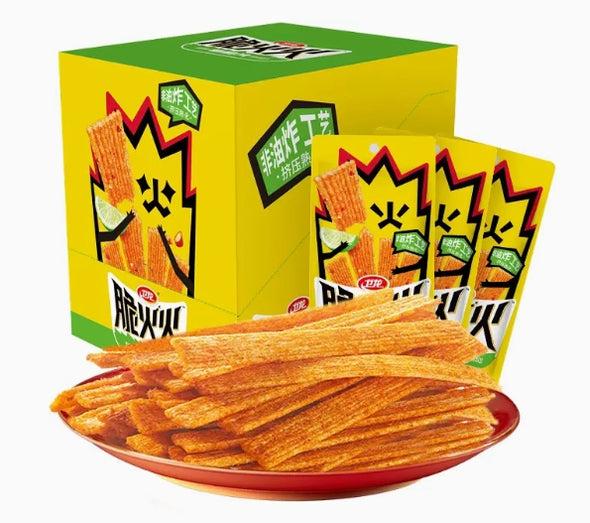 Spicy Strips, Crisp and Chewy Latiao, Spicy Lemon Flavor Crispy Chips, Chinese Special Spicy Snacks, Classic Casual Snacks, Stick Shaped 11.28Oz（0.56Oz*20Pcs） 辣条,卫龙 脆火火