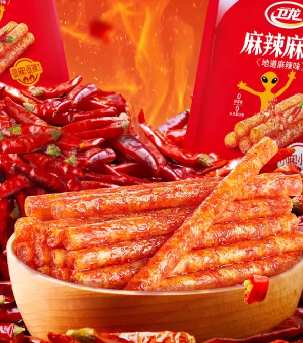 Spicy Strip Gluten, Latiao Nostalgia Spicy Gluten, Mild/Extra Spicy Flavor, Instant Classic Hot & Spicy Flavor, Chinese Special Snack Food, Vegan 3.8OZ 卫龙麻辣麻辣辣条