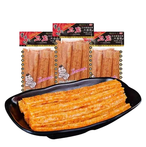 3Pack Spicy Strip Big Gluten, Spicy Strips Latiao, Chinese Special Classic Handmade Spicy Gluten, Sweet & Fragrant Spicy Flavour Latiao Delicious Snacking, Vegan 10.8Oz 卫龙