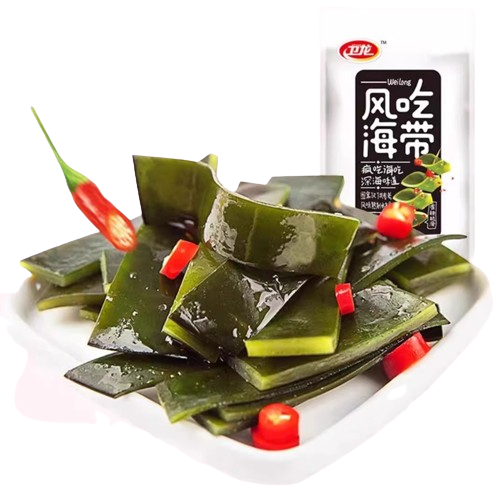 7Pcs Spicy Kelp, Pickled Vegetable, Seaweed Seafood Snacks, Spicy Strips, Chinese Snacks Algae, Individually Packed, Ready to eat 1.7Oz