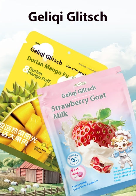 Snow Crisp, Strawberry flavor, Goat's milk flavor, Freeze-dried strawberry filling, Small package for easy to carry, Office snack, Snack afternoon tea, 100g/3.53oz* bag