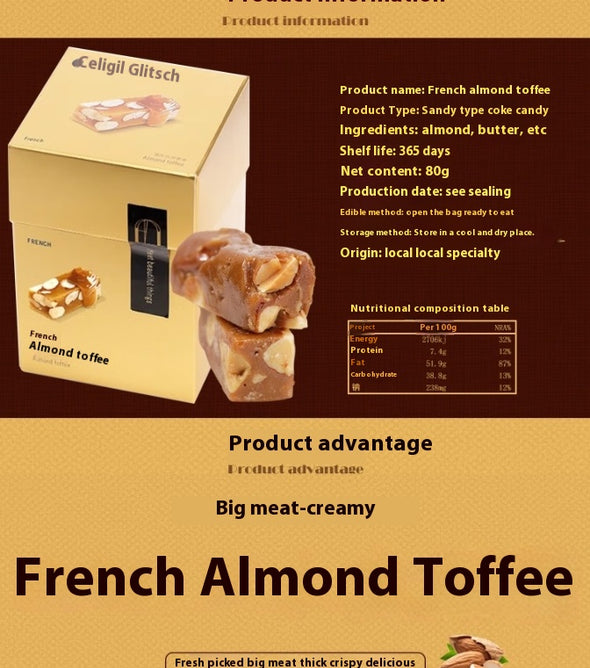 Toffee, Sash wood, Sea salt flavor, Crisp, Independent packaging, Easy to carry, Gift box, Local specialties, Hand gifts, Casual snacks, 80g/2.82oz* box