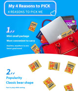 Gummy rubber, QQ projectile, Six kinds of fruit flavor, Bear shape, Children's candy, Individual packaging, Easy to carry, Casual snacks, 200g/7.05oz* bag