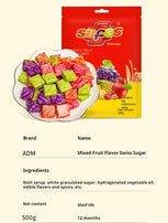 Soft candy, Mixed fruit, Fruity, Chewy, Festive candy, Hand gift, Student candy, Bag, Wedding Snack, 500g/17.64oz* bag (Pack of 1)