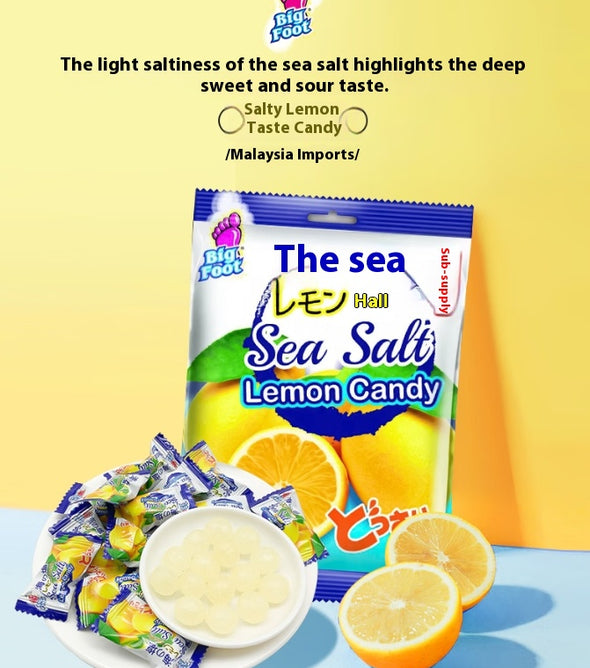 Hard candy, Sea salt lemon flavor, Sweet and sour taste, Fresh breath, Individual Pack, Contains about 60, Casual snacks, Throat lozenges, Holiday gift, 150g/5.29oz* bag (Pack of 1)