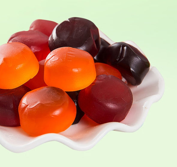 Fruit gummy candy, Black currant flavor, Gummy candy, Q-shot, Individual packaging, Suitable for office food, Casual snacks, Imported from Malaysia, 320g/11.29oz* bag (Pack of 1)