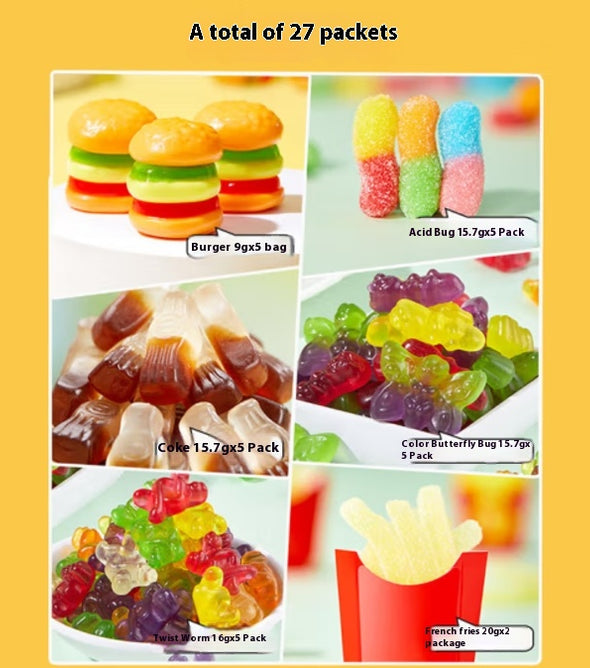 Mix and match Gummy candy, Q-shot, Fruity, a variety of flavors, New Year snacks, Individual packaging, Casual snacks, 400g/14.11oz* bag (Pack of 1)