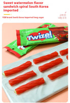 Long fudge, watermelon flavor, stuffed spiral fruit drop, sweet taste, fruity flavor, small package easy to carry, office food, casual snacks, 70g/2.47oz*bag