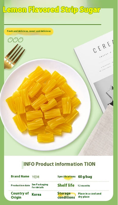 Long fudge, lemon flavor, stuffed spiral fruit drop, sweet taste, fruity flavor, small package easy to carry, office food, casual snacks, 70g/2.47oz*bag