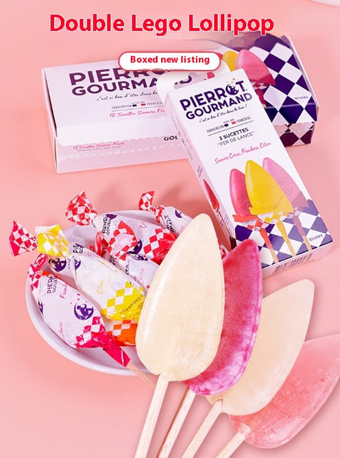 Lollipop, sweet but not greasy, a variety of fruit flavors, sweet taste, candy, children's snack, hard candy, 12 pieces, snack, imported from France, 157g/5.54oz* box (Pack of 12)