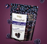 Italian Imported Blackberry & Blackcurrant Fruit-filled Dark Chocolate, with Pure Cocoa Butter. Part of Fruit Chocolate Series, Chocolate Beans. Ideal Leisure Snacks. 125g per Bag.