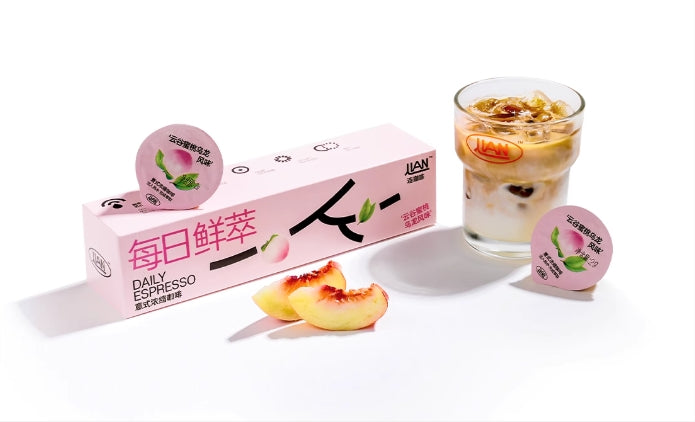 Italian Espresso, Cloud Valley Peach Oolong Flavor. Instant Black Coffee Powder. Tea-Coffee Latte. Beyond Flavor, More Elegance. Black Coffee. 2g x 7 Pieces.