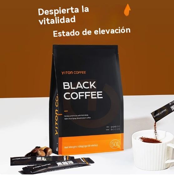 Imported American Style, Instant Black Coffee Powder, Medium Roast. Convenient and Portable Packaging, the Social Secret in the Office. Office Pick-Me-Up, Coffee Beverage. 2g x 50 Strips.