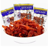 Spicy Strip, Sweet & Spicy, Delicious Soy-Based Snack, Chinese Leisure Treat, Perfect Party Snack 15g*3 Packs吴氏 素干煸鱿鱼丝15g*3包