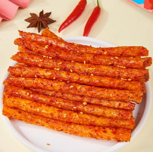 Spicy Gluten Snack Sticks Chinese Spicy Sweet-Numb Snack Sticks Hot Strip with Sweet Kick Sweet Chili Numbing Taste Portable Chinese Street Food 246g/3 Packs