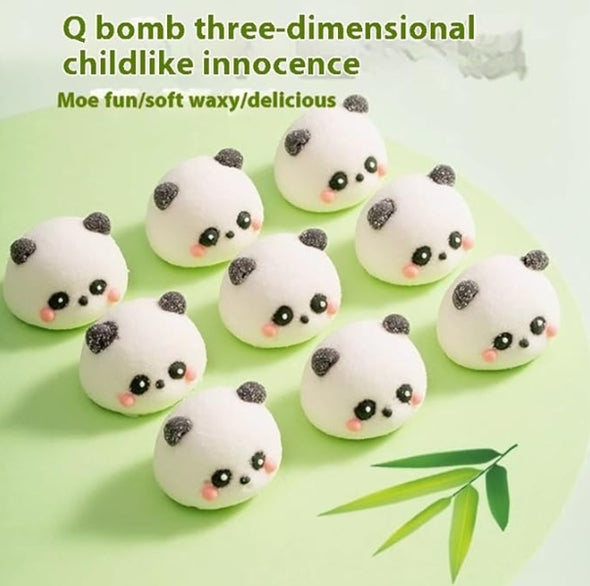 Panda Head - shaped Marshmallows, Candy Snacks with Cartoon Animal Designs, Soft and Tasty, 10 Pieces/140g.