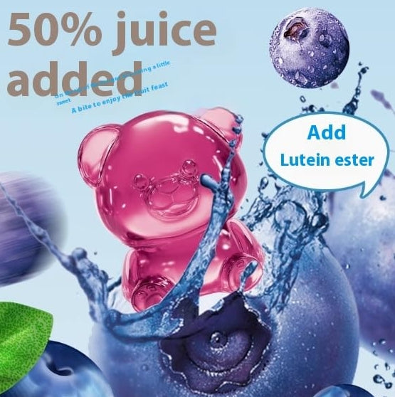 3D Bear-Shaped Gummy Candies with Probiotics, QQ Texture, Blueberry Fruit Flavor, Fun and Healthy Snack, Kids and Adults Delight-90g/Bag