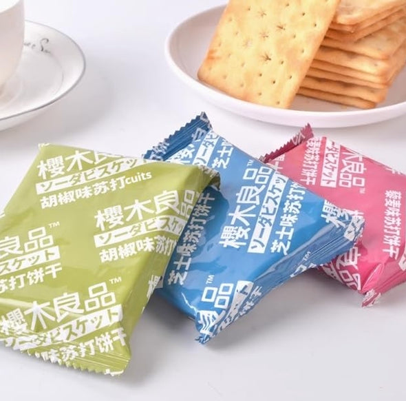 Seaweed-Flavored Biscuits,Flaxseed Soda Biscuits,Crunchy Texture,Healthy Snacks,Casual Snacks for Kids & Adults-198g/Bag