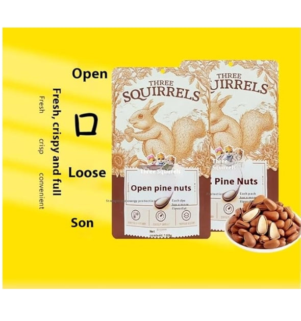 Open pine nuts,The exquisite packaging ensures freshness and ease of portability, making it the ideal choice for on-the-go snacking or sharing with loved ones. Original 100g*1 bag