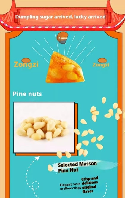 Pine Nut Zongzi-Shaped Candy, Sweet & Creamy, Subtle Pine Nut Aroma, Crispy & Delightful, Traditional Chinese Snack Candy, Loved by Adults & Kids, Ideal for Sharing with Family & Friends, Party Snack, Festival Gift, Holiday Treat 180g/Bag