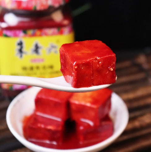 Red Preserved Bean Curd, Savory & Soft, Melts in Your Mouth, Traditional Chinese Delicacy, Perfect with Rice, Versatile Cooking Ingredient, 75g/Can 朱老六红腐乳75g/罐