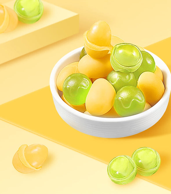 Peel - off Gummy Candies, Mixed Flavors (Mango & Green Grape). Boasting a dual - texture experience with a soft, juicy filling and a chewy outer layer. Loaded with fruit juice. 225g/7.94oz*1 bag, perfect for casual snacking.