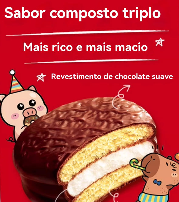 Chocolate Pie Chocolate Coated Rich and Fluffy Triple Complex Taste Casual Snacks 74g/1box