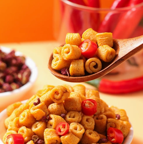 Spicy & Crispy Rolls - Intensely Peppery, Aromatic with Numbing Spice, Tease Your Taste Buds! Crispy & Refreshing, in Portable Packaging, 125g/Case