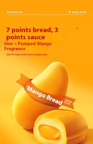 Mango Bread, Fluffy Bread,Cake，Sandwich Bread, Fruit Bread, Breakfast, Snack, 12.52oz (Pack of 6)