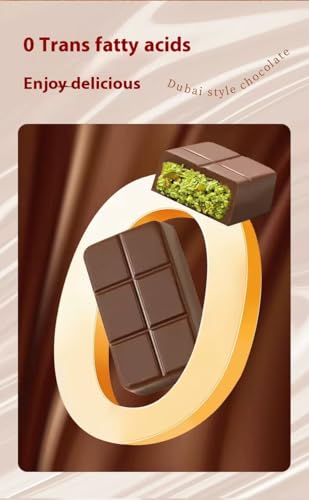 Dubai Style Chocolate Bar Pistachio, Crispy texture,Dark chocolate，Sandwich chocolate, individually wrapped, Gift, Snack, 2.29oz (Pack of 1)