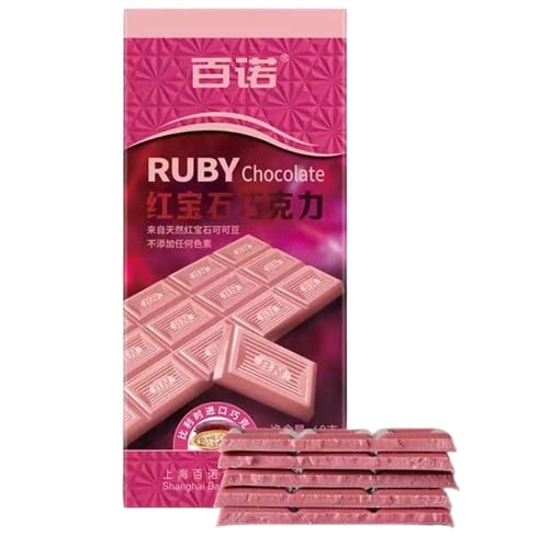 Ruby Chocolate, Slightly sour fruit flavor, Milk chocolate, individually wrapped, Festive sweets, Snacks, 2.4oz (Pack of 1)