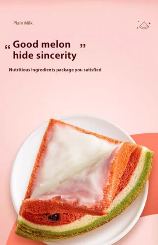Watermelon Toast, Fluffy Bread, Sandwich Bread, Fruit bread, Breakfast, snack, 16.93oz (Pack of 8)