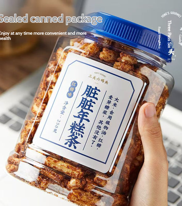 Crispy Airy Sticky Rice Cake Bars, Brown Sugar Infusion, Sweet Caramelized Layers, Puffed Light Texture, Ningbo Specialty Snack, Perfect for Sharing, Festivals, or Daily Cravings, 250g