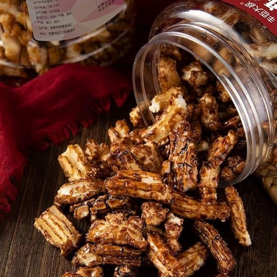 Chewy Soft Sticky Rice Cake Bars, Rich Brown Sugar Aroma, Deep Caramelized Sweetness, Layered Elastic Texture, Popular Family Snack, Kid-Friendly, Convenient Ready-to-Eat Jar, 160g