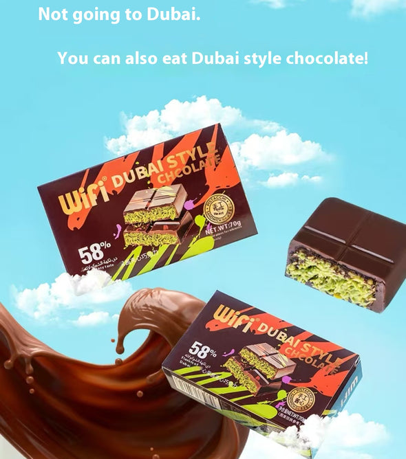Dubai Style Chocolate Bar Pistachio, Crispy texture,Dark chocolate，Sandwich chocolate, individually wrapped, Gift, Snack, 2.47oz (Pack of 1)